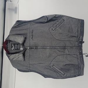 Karl Kani, Kani Jeans Charcoal Gray With Black Stitching Vest, Size XL